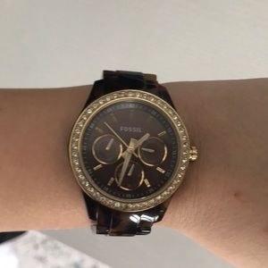 Fossil Tortoise Shell Resin sequin watch